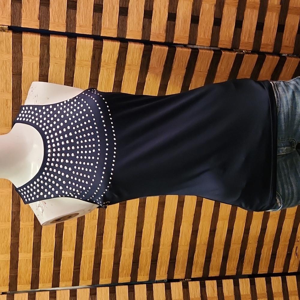 EUC! Cache spandex silver stud shelf bra tank - Picture 2 of 7